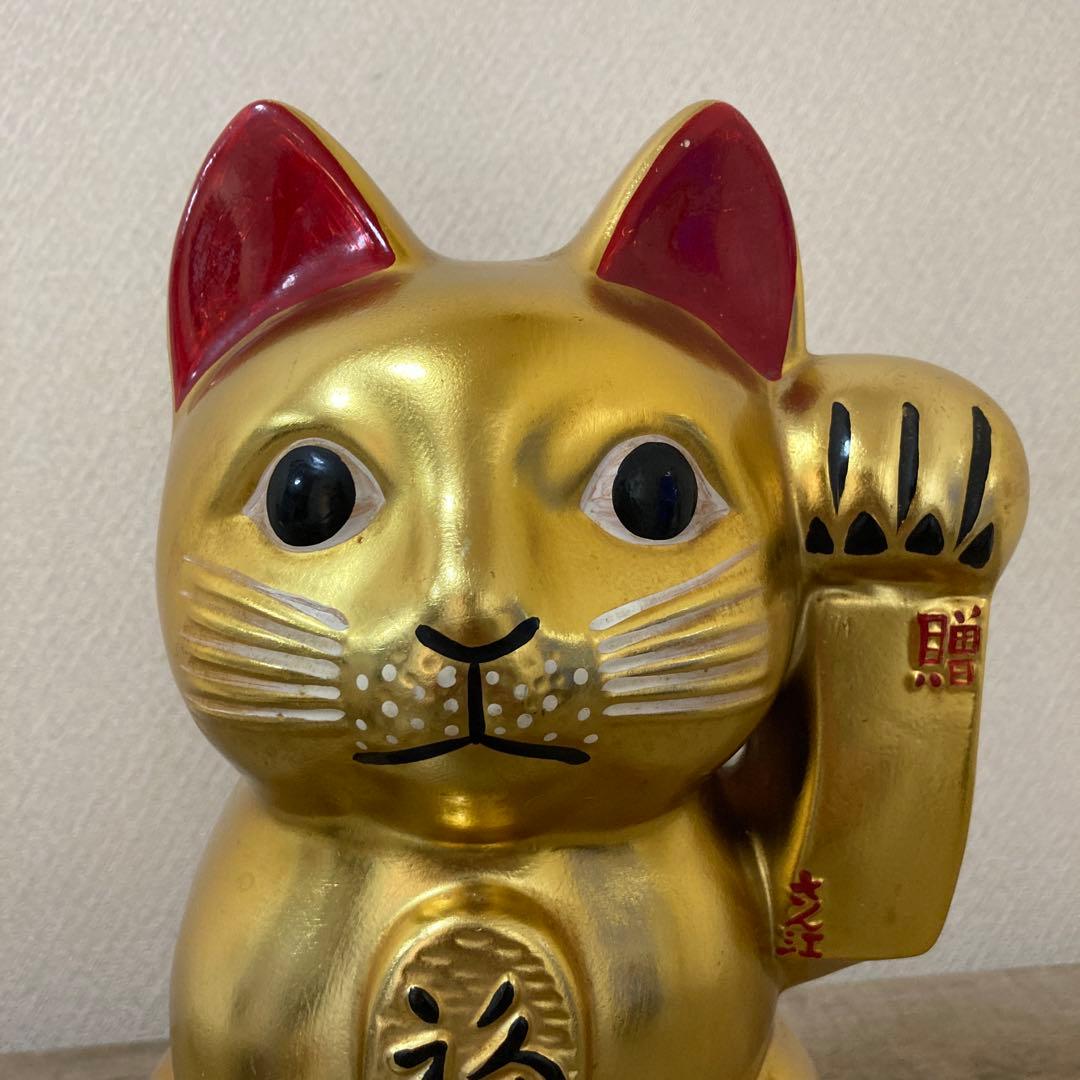 古い招き猫　招福置物　貯金箱　千万両〈検 常滑焼　海外向けデザイン　ビンテージ
