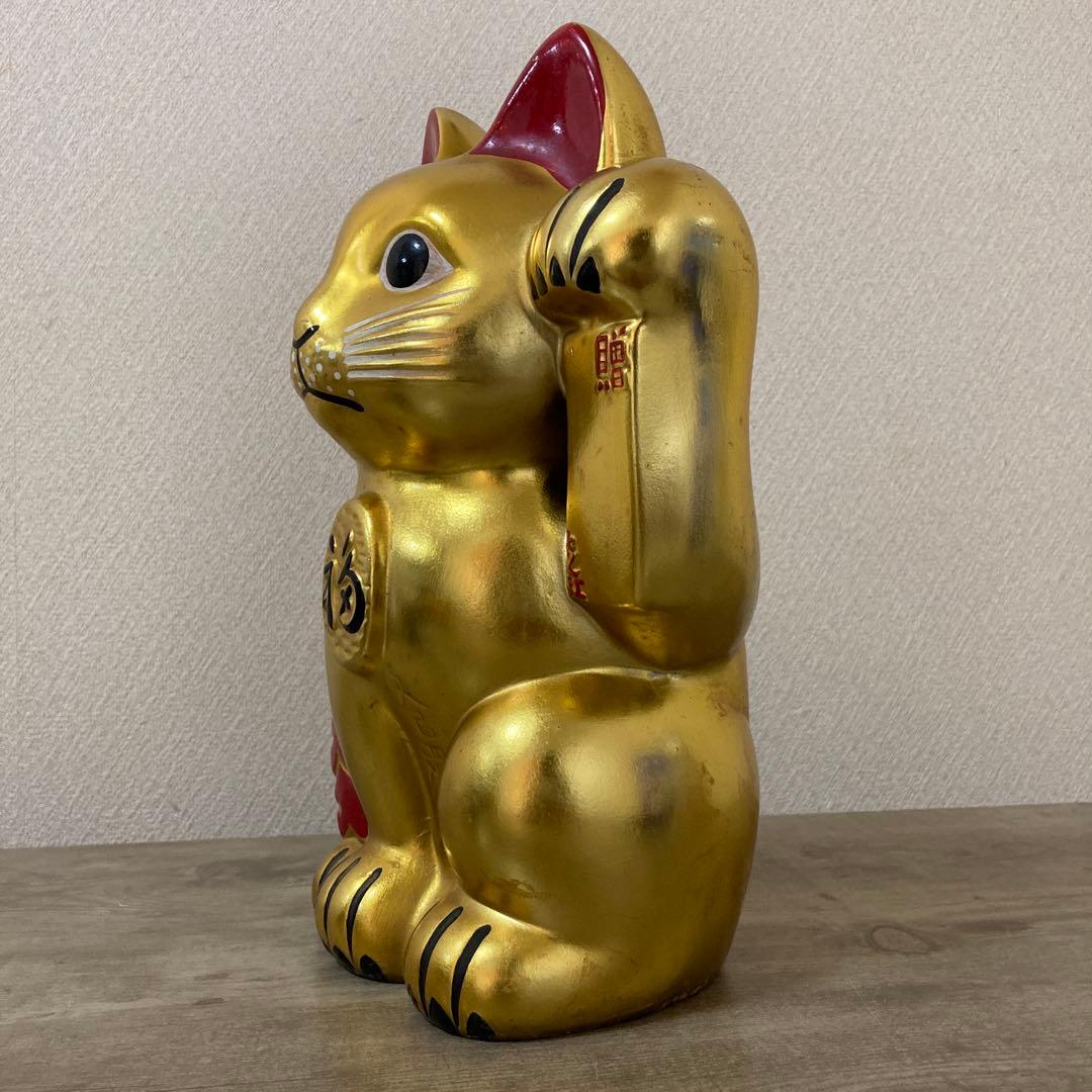 古い招き猫　招福置物　貯金箱　千万両〈検 常滑焼　海外向けデザイン　ビンテージ