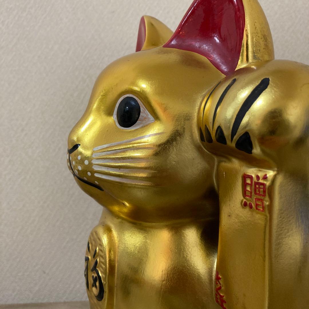 古い招き猫　招福置物　貯金箱　千万両〈検 常滑焼　海外向けデザイン　ビンテージ