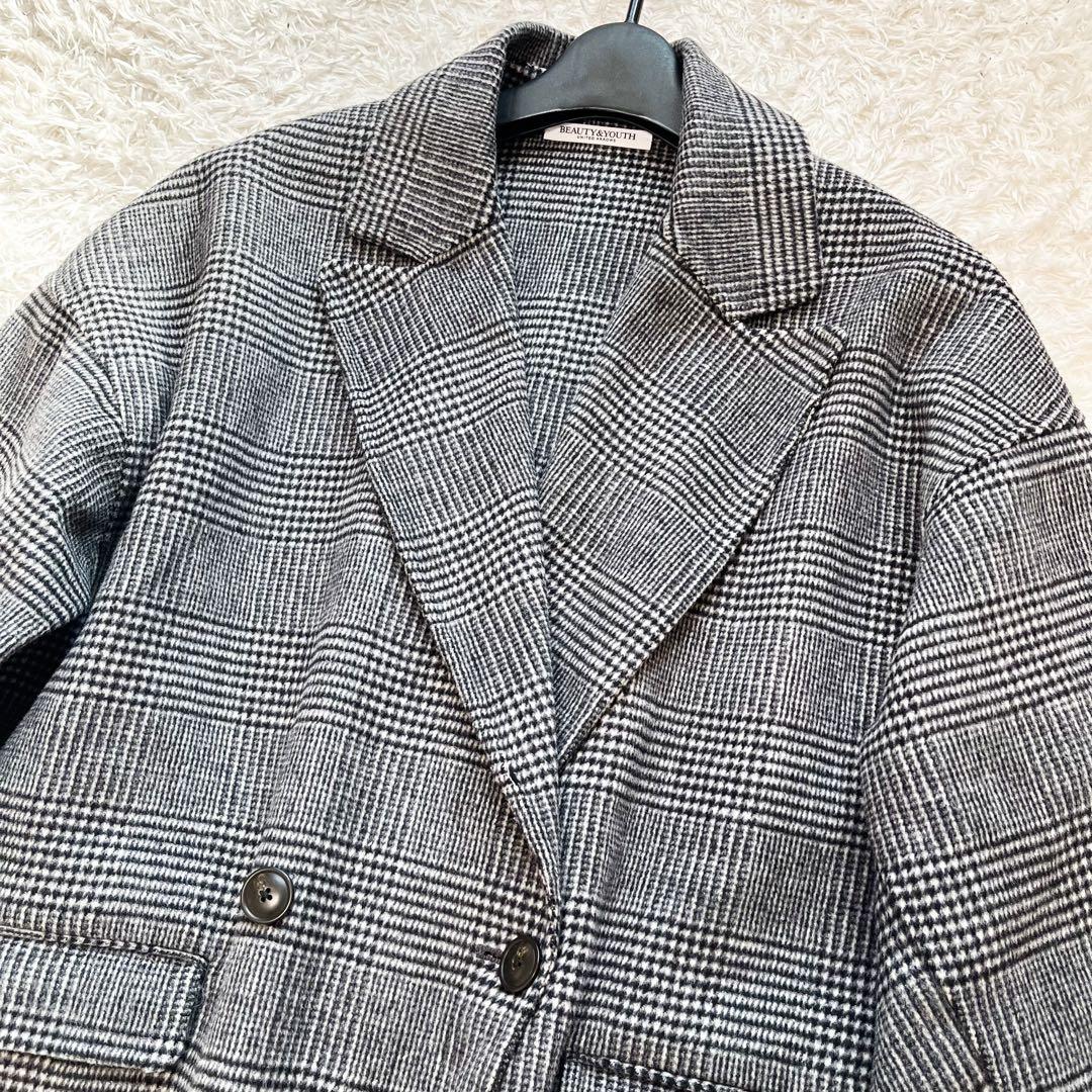 専用24年 BEAUTY&YOUTH リバーコート 千鳥格子 ダブルフェイス