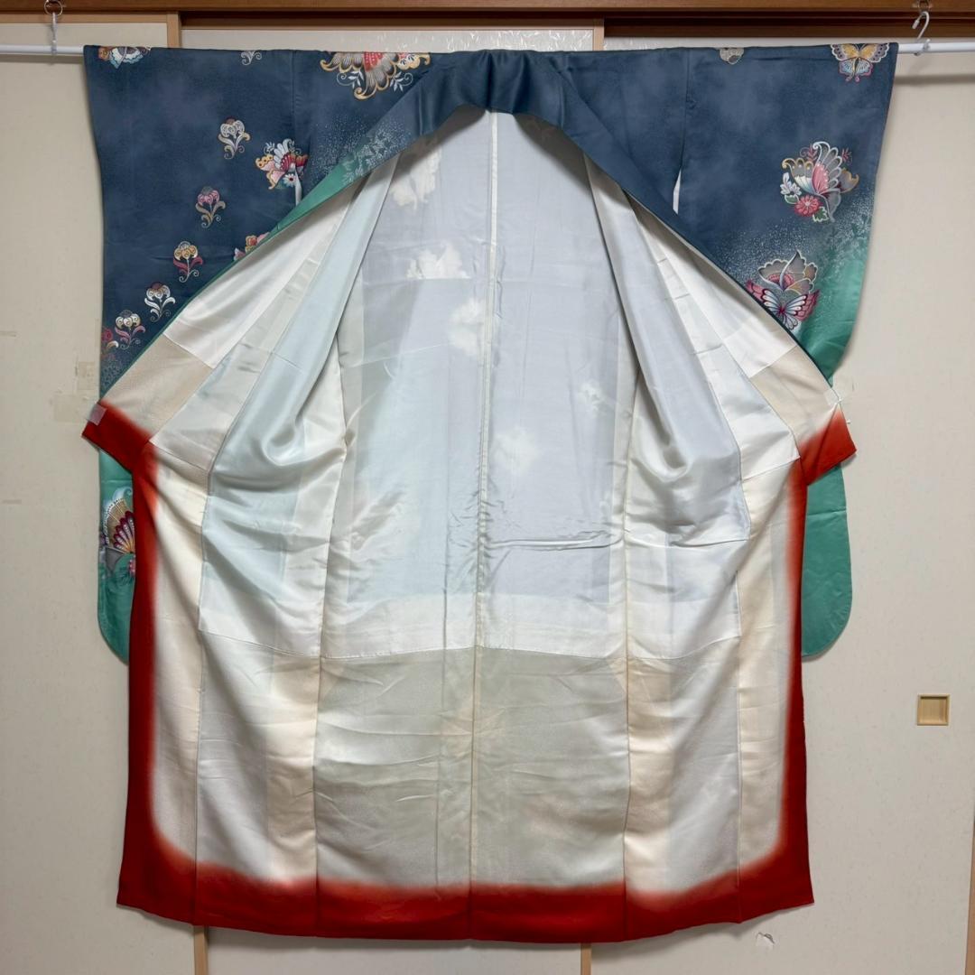 KN3884 振袖 身丈166.5cm 正絹 着物 成人式 トールサイズ