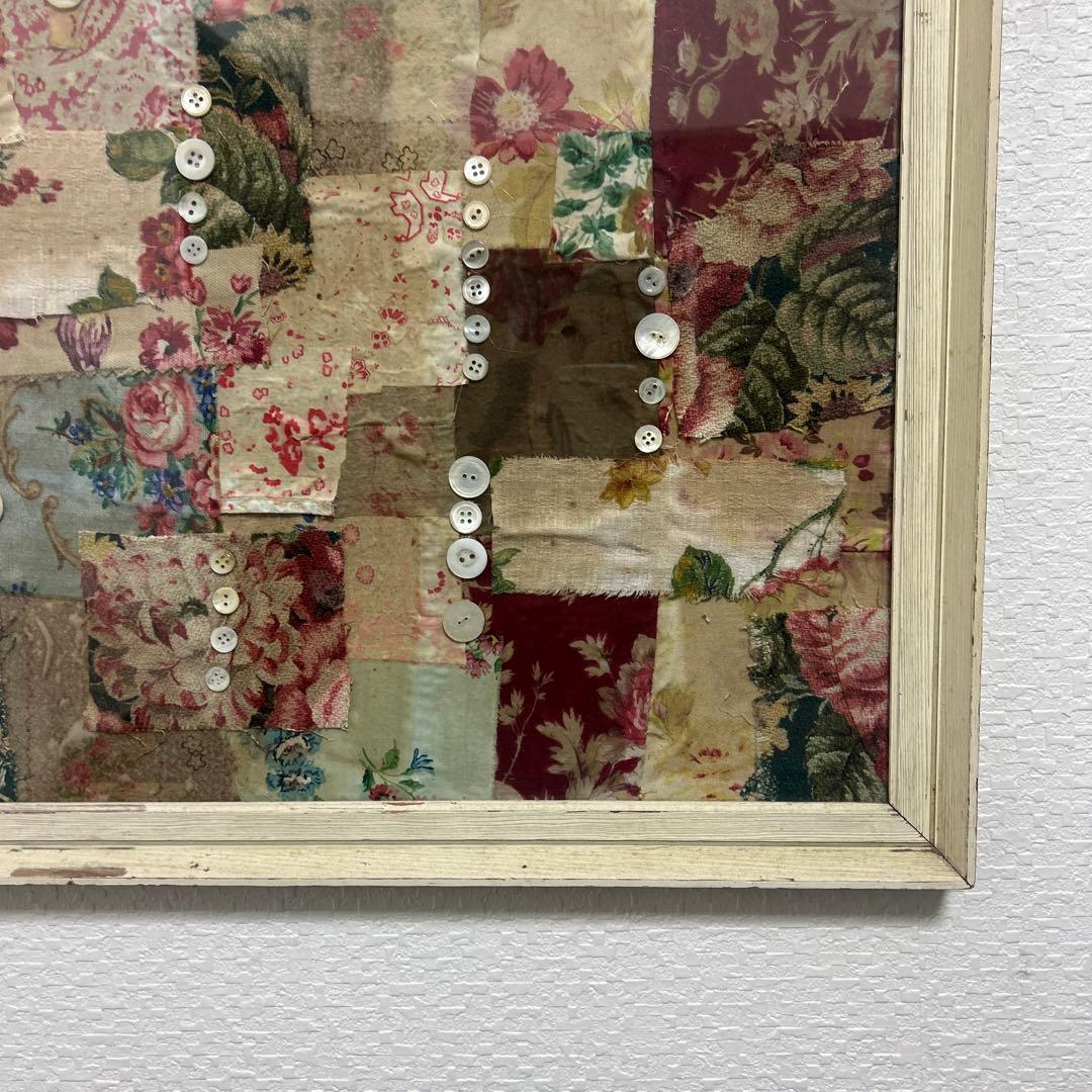 一月末迄　アンティーク　パッチワーク額装　シャビー　コラージュ　壁掛け　壁飾り