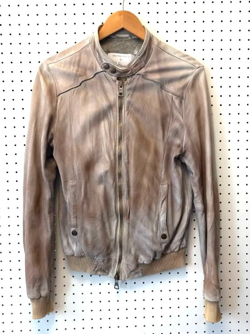 ロンハーマンMEATPACKING D シングルライダースジャケット ベージュM