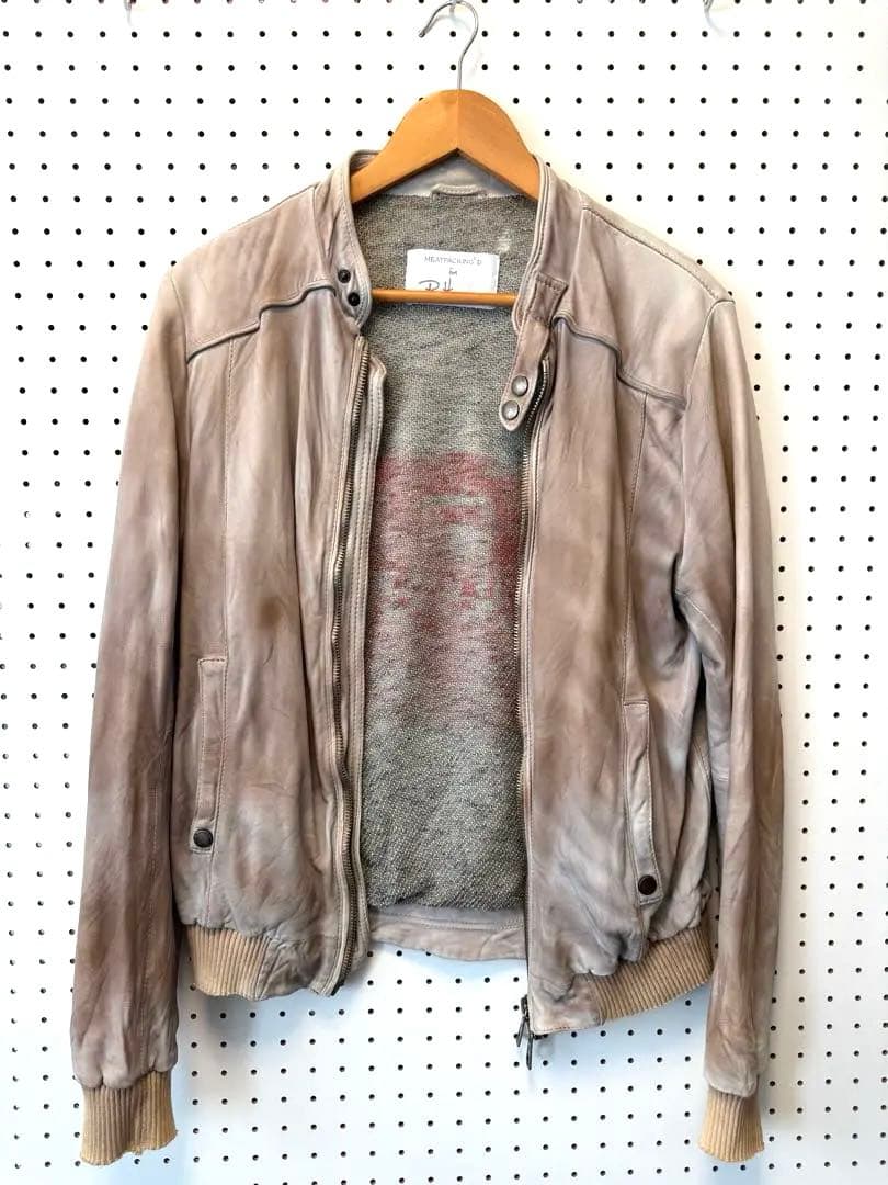 ロンハーマンMEATPACKING D シングルライダースジャケット ベージュM