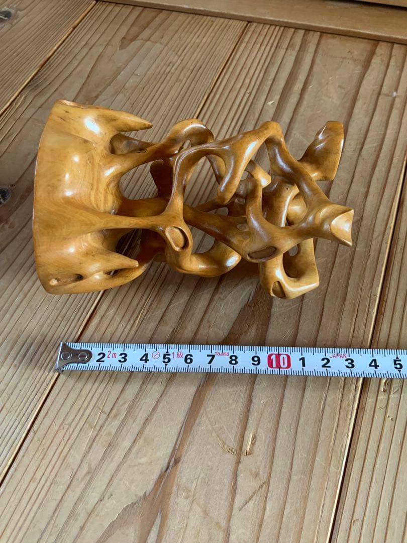 黄楊花台　天然彫り　木彫花台　盆栽花台　根木台