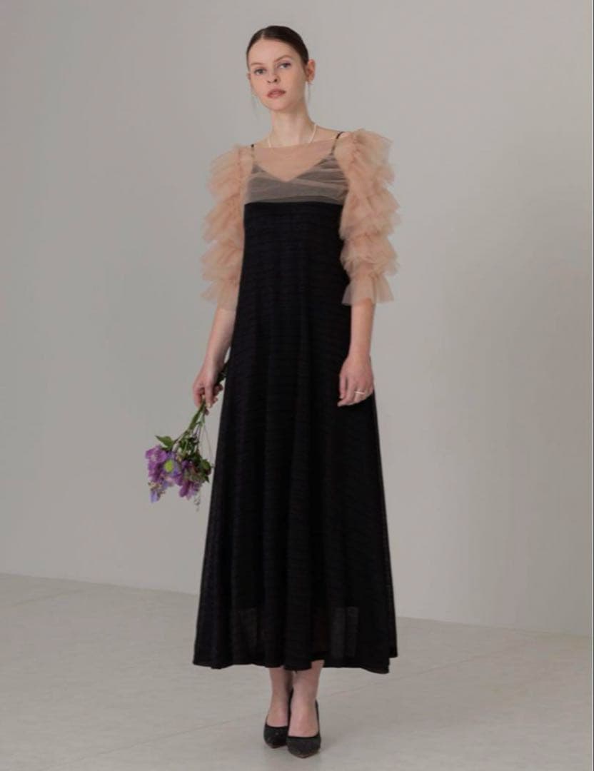 ティアードフリルチュールボレロワンピースドレス結婚式パーティー成人式二次会デート