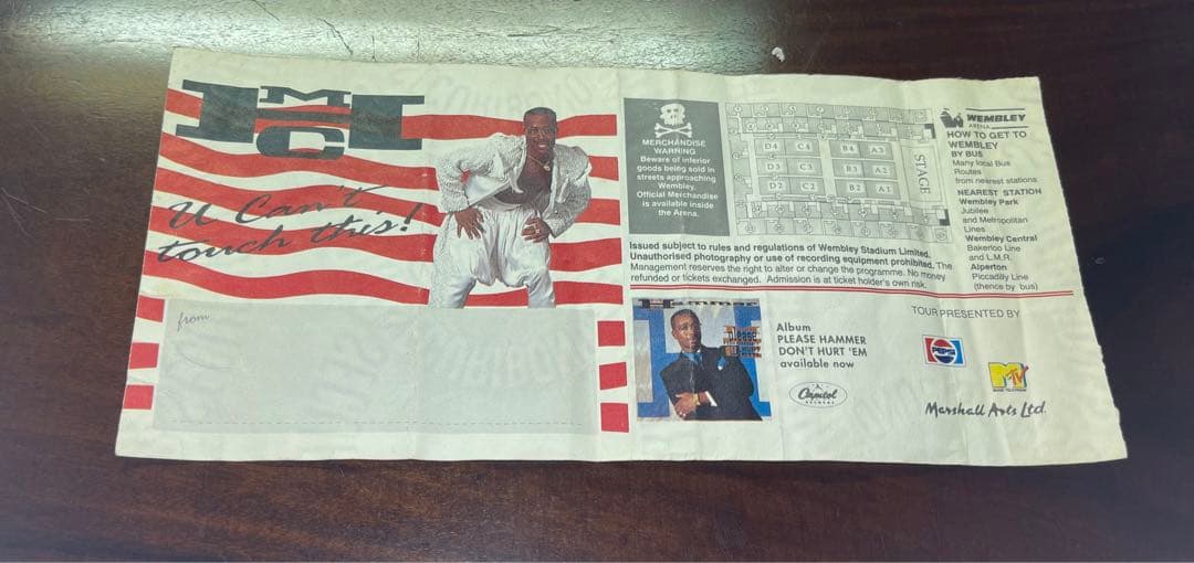 MC Hammer 1991年ウェンブリーアリーナ Liveチケット半券