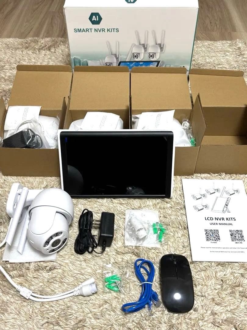 年内まで【800万画素】防犯カメラ回転式4台＋モニター スマートNVRキット