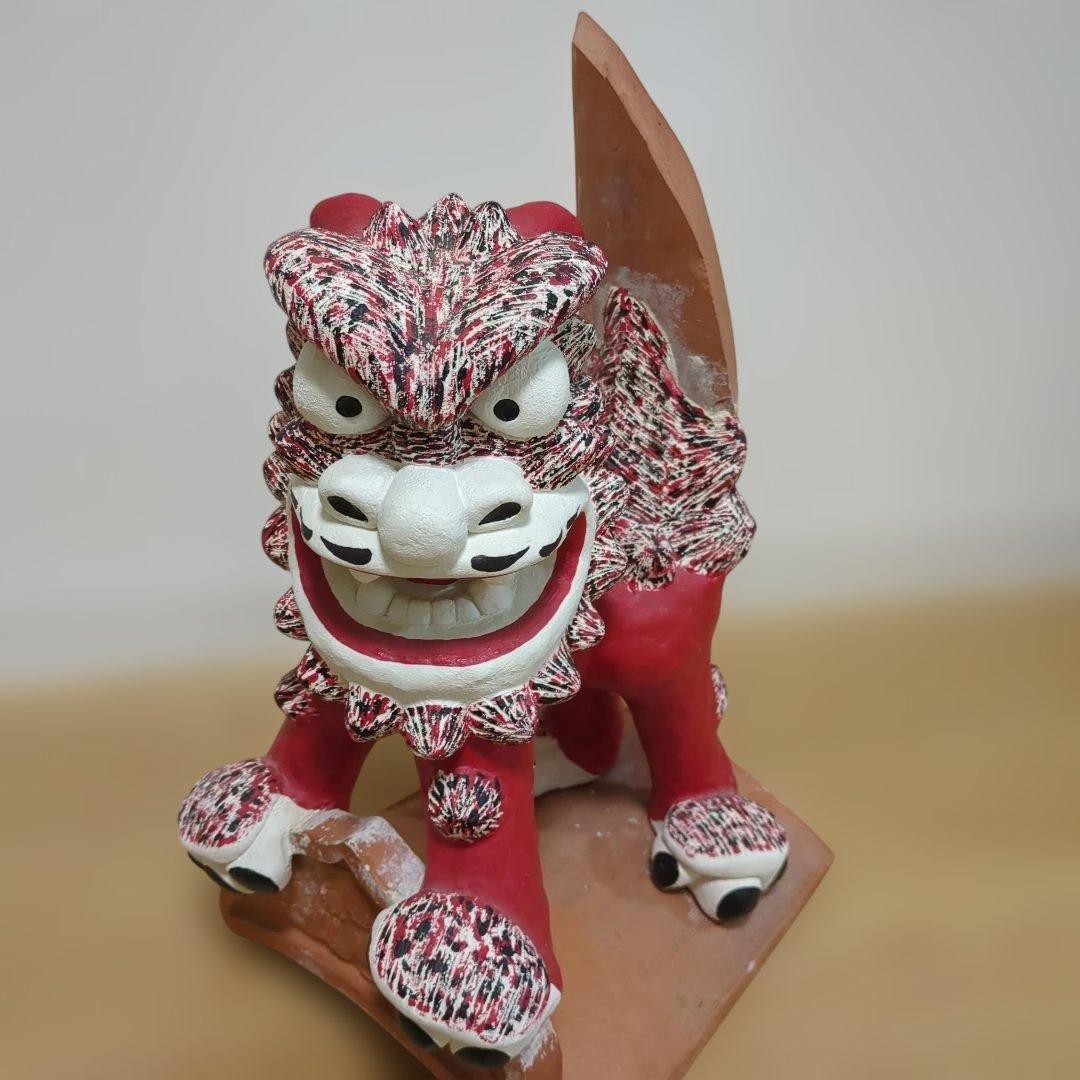 沖縄シーサー　特大高さ43センチ 　　　　　　　重量7.5キロ 　漆喰
