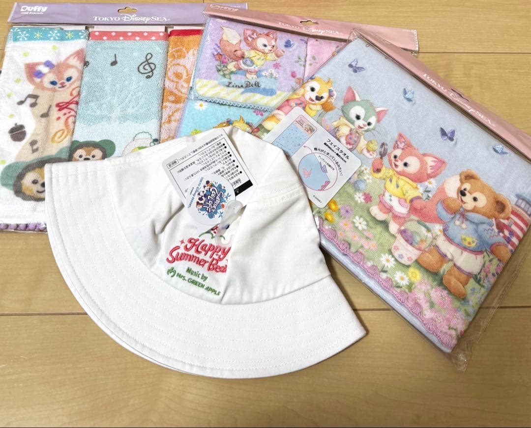 ディズニーシー　ダッフィー＆フレンズ タオル3点＋ハット 新品4点セット