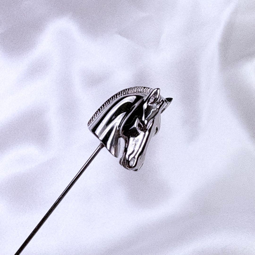 極美品✨️エルメス ホースヘッド ピンブローチ シルバー