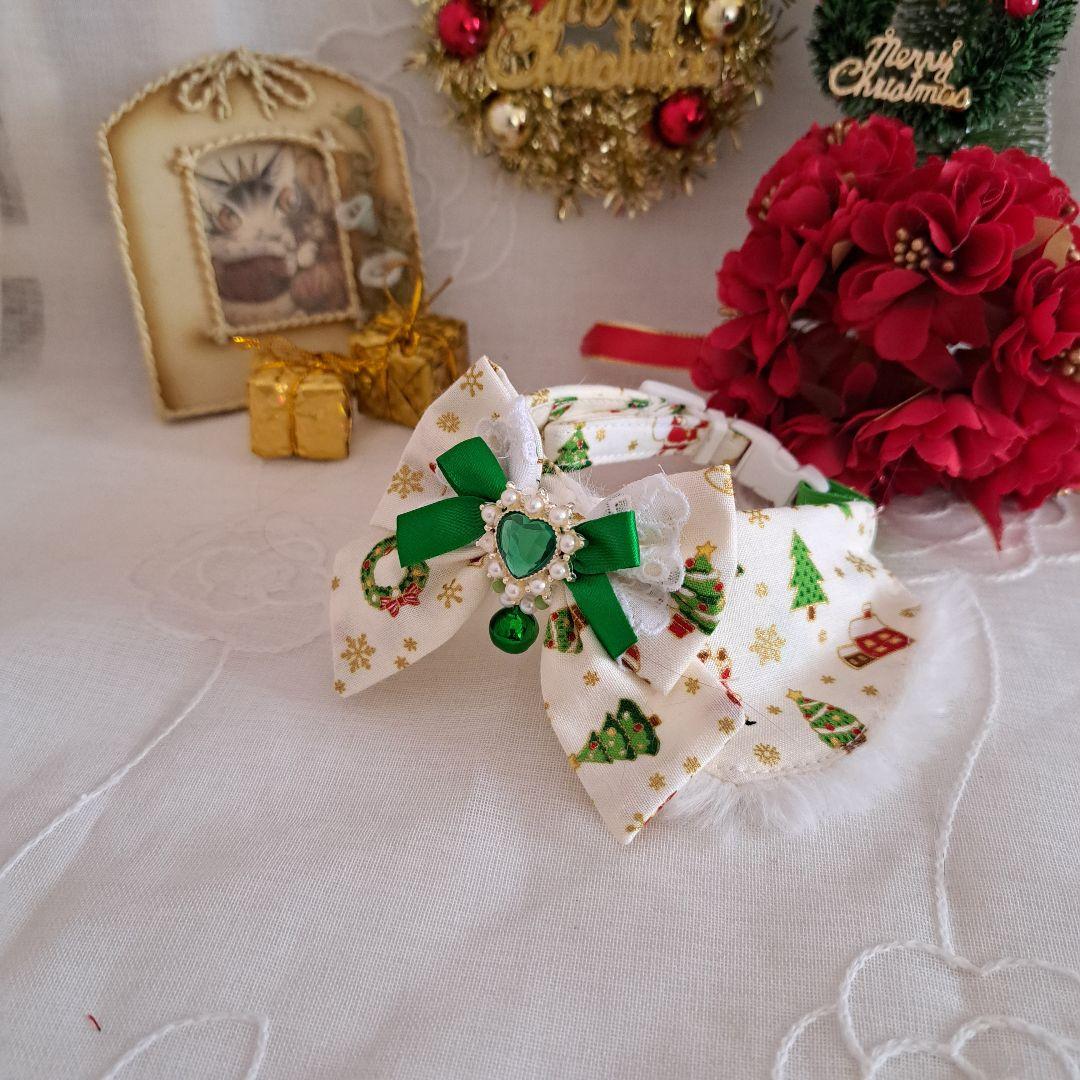 クリスマスシリーズ(白雪だるま&サンタクロース)わんちゃん猫ちゃん用襟つき首輪