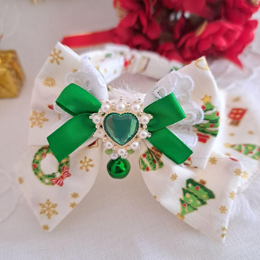 クリスマスシリーズ(白雪だるま&サンタクロース)わんちゃん猫ちゃん用襟つき首輪