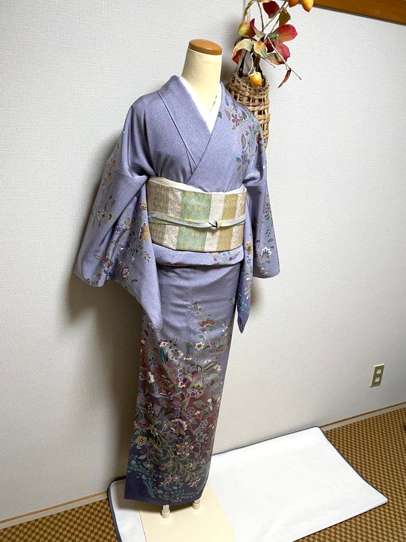 正絹　袷　訪問着　枝垂れ唐花　身丈（肩から）163㎝