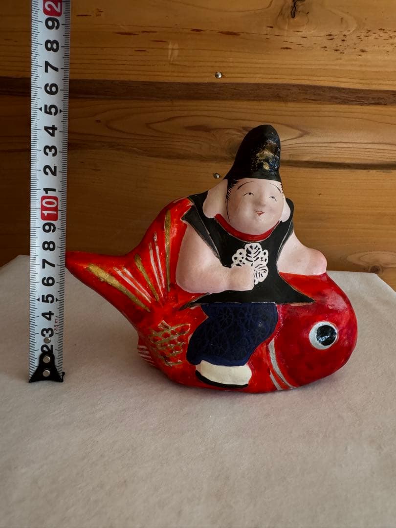 希少 中野土人形 奈良久雄 『鯛乗り恵比寿』郷土玩具 民藝 長野県
