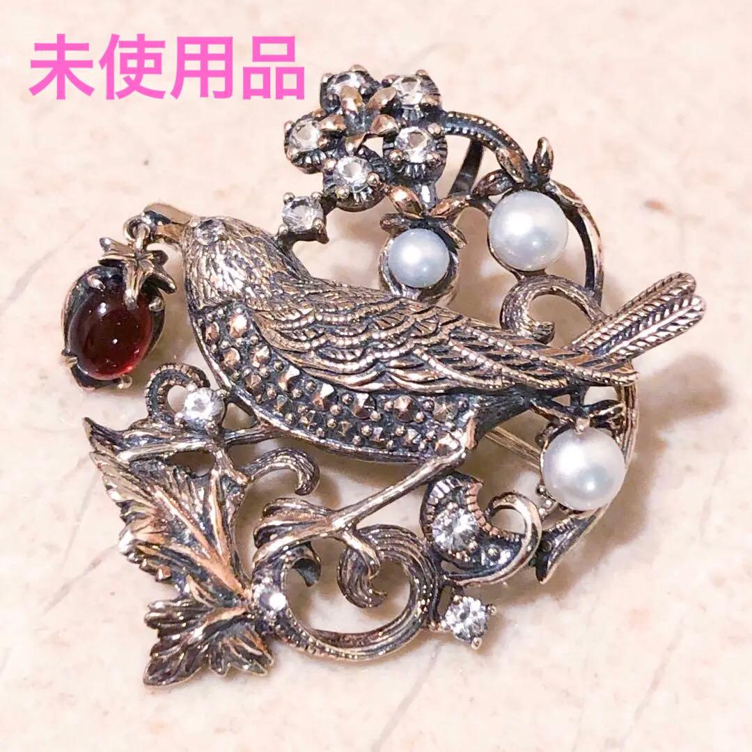 未使用 ROKUZAN いちご泥棒 2wayブローチペンダント