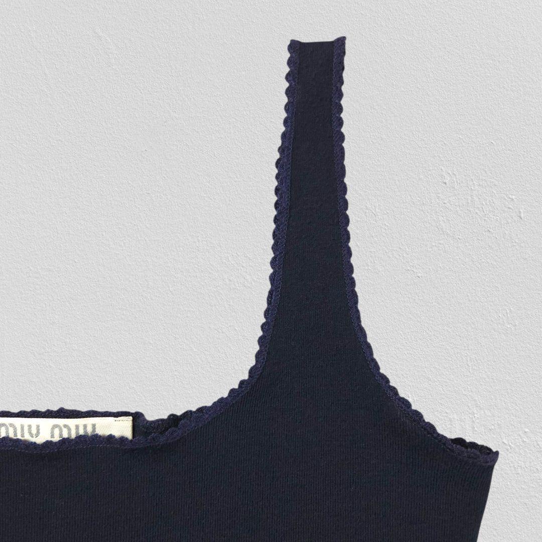 トップス MIUMIU Navy Short Tank Top