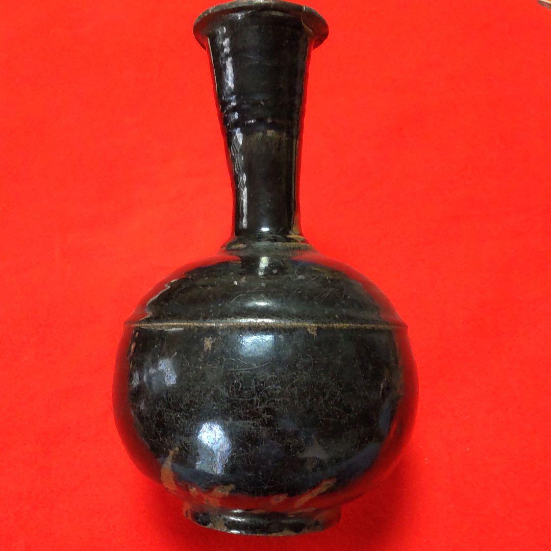 李朝初期黒釉徳利