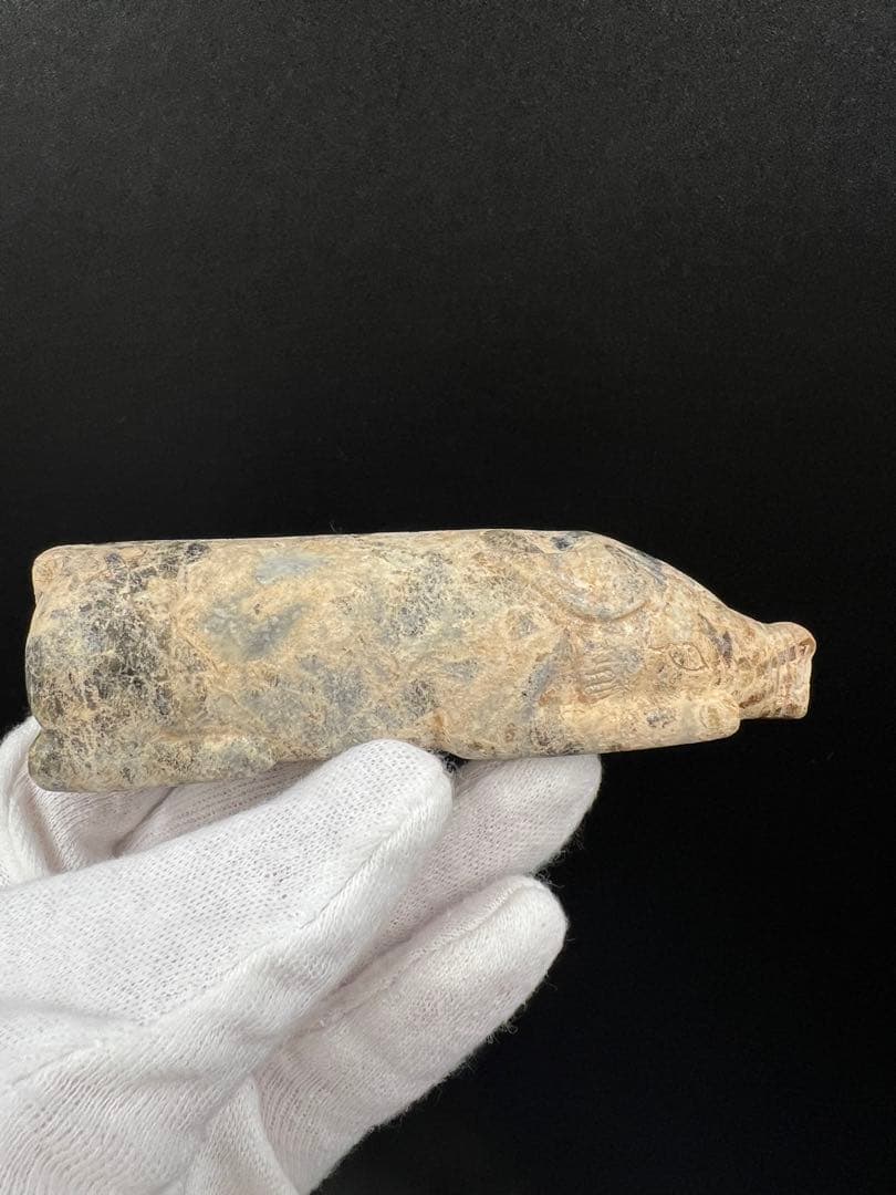 中国時代石握猪 古玉猪握 共箱 骨董 玉製品 中国古美術 重133g