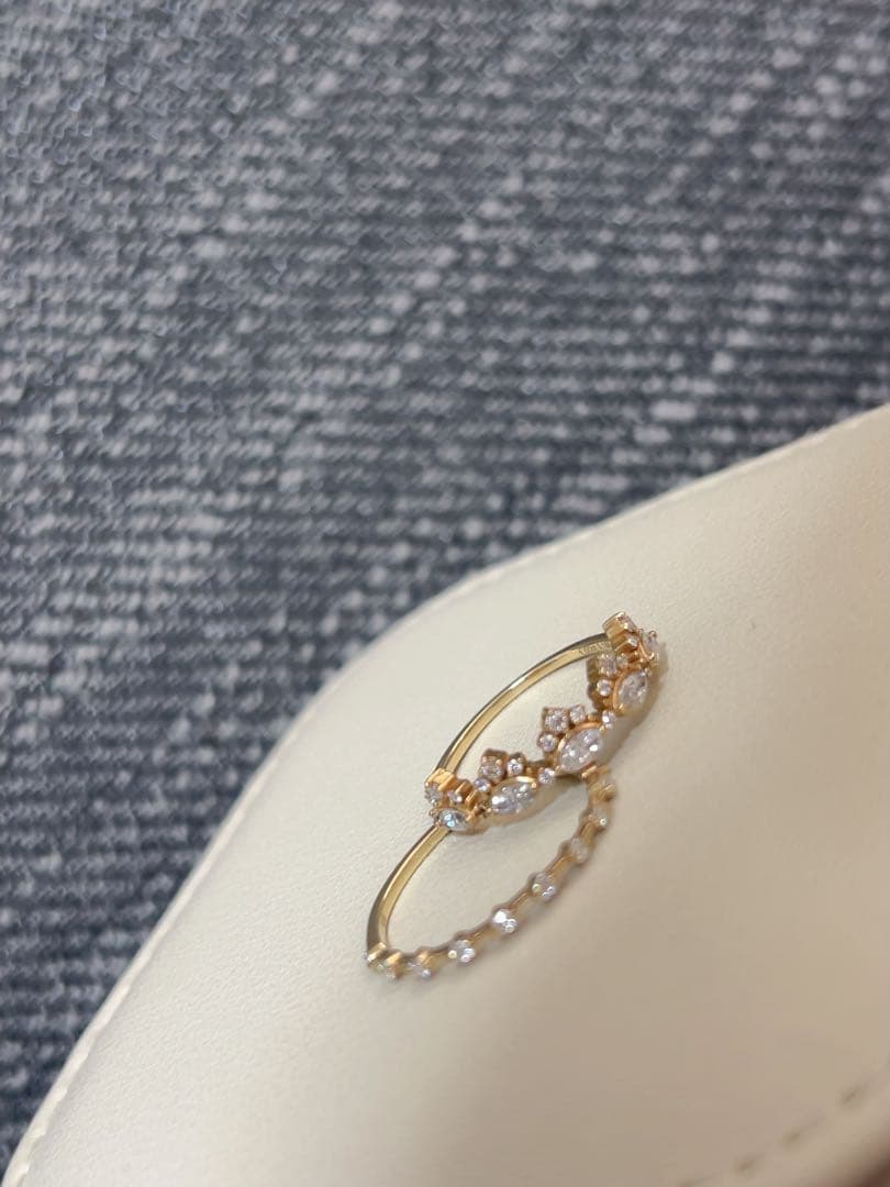 k10 ゴールド リング　モアサナイト 2点セット