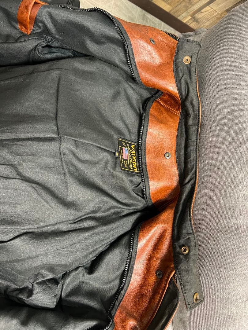 vanson ブラウン 年代物牛本革シングルライダース 36