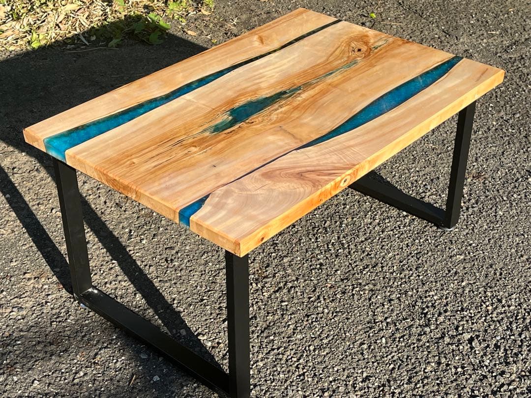 【ナラ】オシャレテーブル　レジンテーブル　リバーテーブル