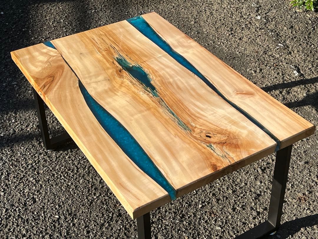 【ナラ】オシャレテーブル　レジンテーブル　リバーテーブル