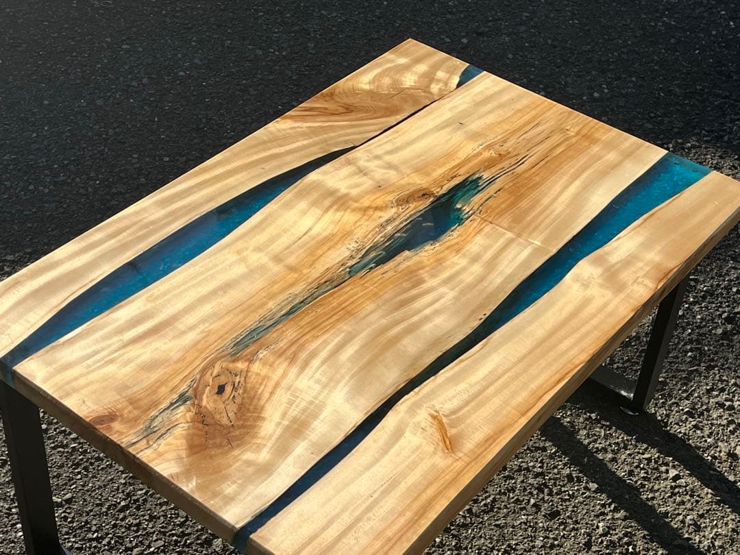 【ナラ】オシャレテーブル　レジンテーブル　リバーテーブル