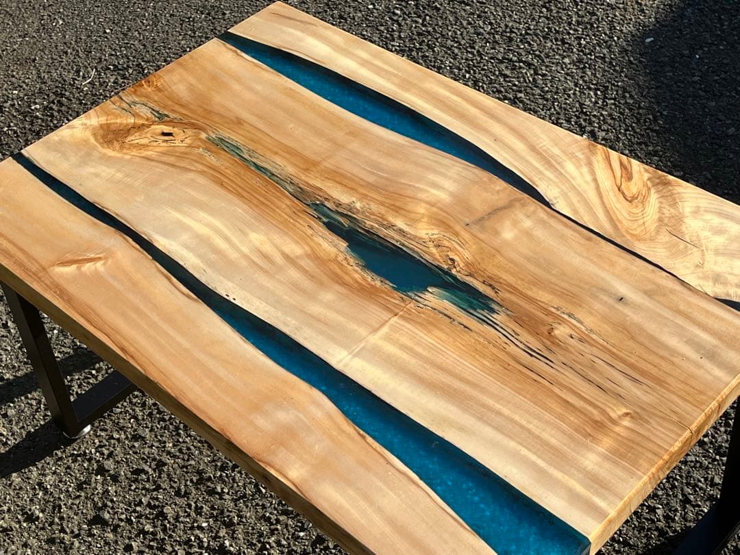 【ナラ】オシャレテーブル　レジンテーブル　リバーテーブル