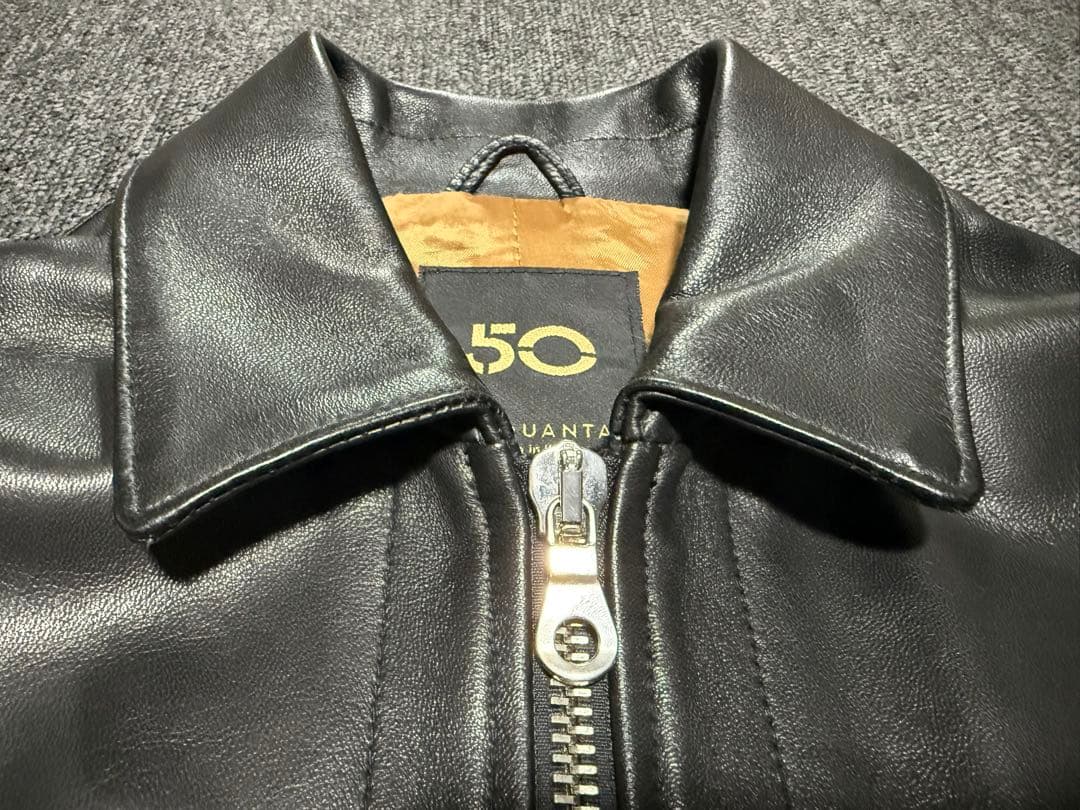 CINQUANTA チンクアンタ ナッパレザー 襟付 シングルライダース黒44