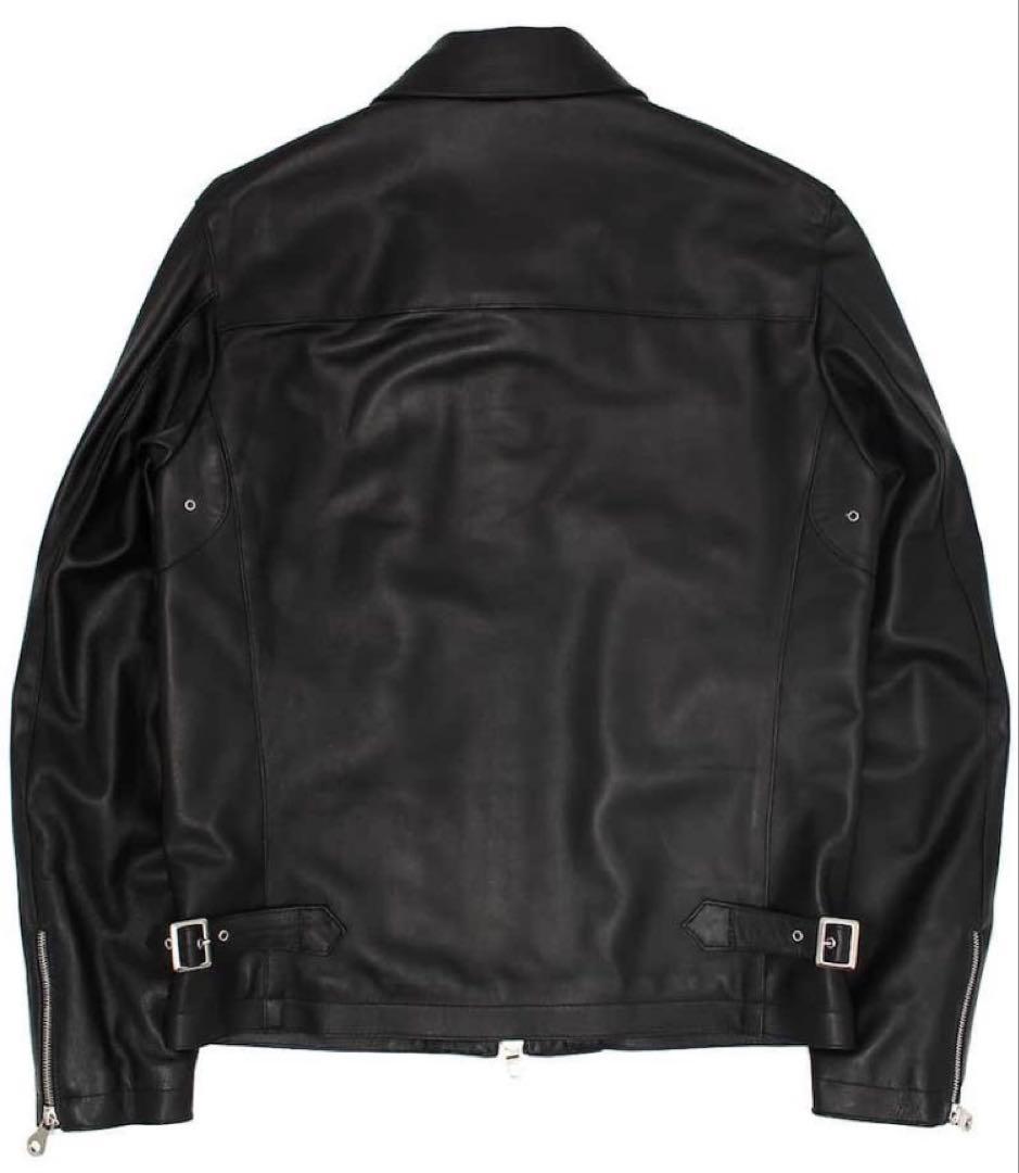 CINQUANTA チンクアンタ ナッパレザー 襟付 シングルライダース黒44