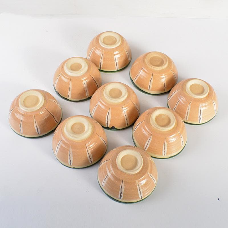 茶道具　桃山窯　林英二造　赤織部　数茶碗　９客　共箱　V　6116C