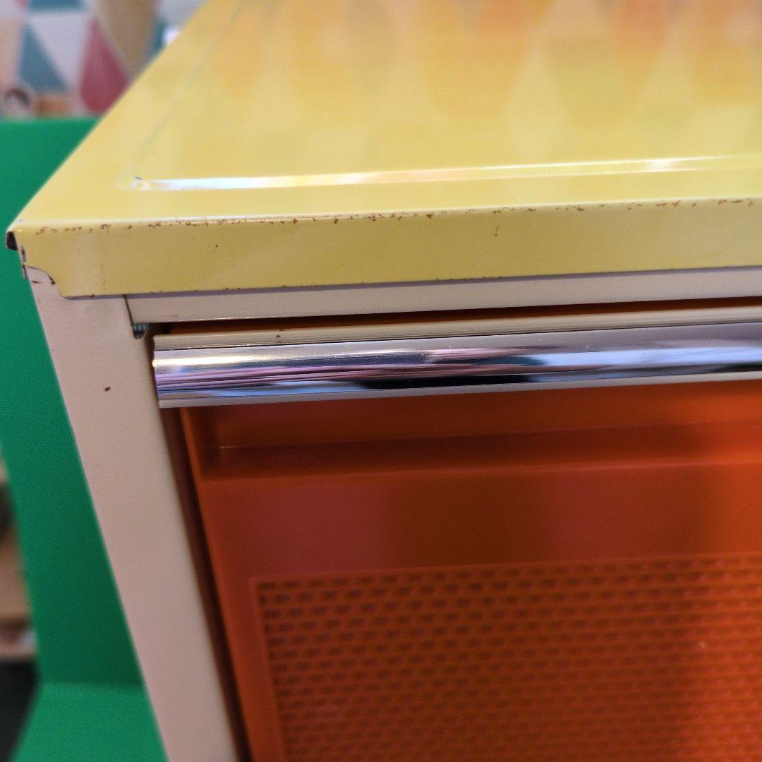 昭和レトロ　食品蚊帳　収納庫　黄色　古道具