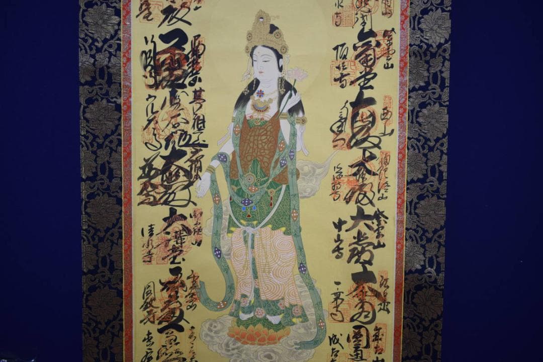 真作/西国三十三ヶ所/三十三ヵ所霊場集印肉筆掛軸/布袋屋掛軸HF-405
