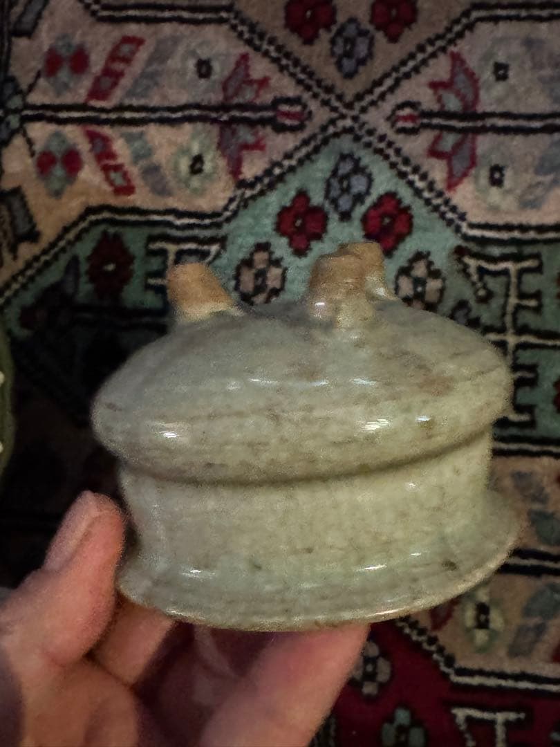 ‼️最後の値段出します‼️リサイクルFORT‼️中国の青磁香炉‼️緑石の木蓋付
