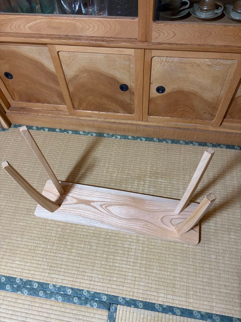 1336建具屋58年のおじいさんの手作り木製サイドテーブル、イス、スツール