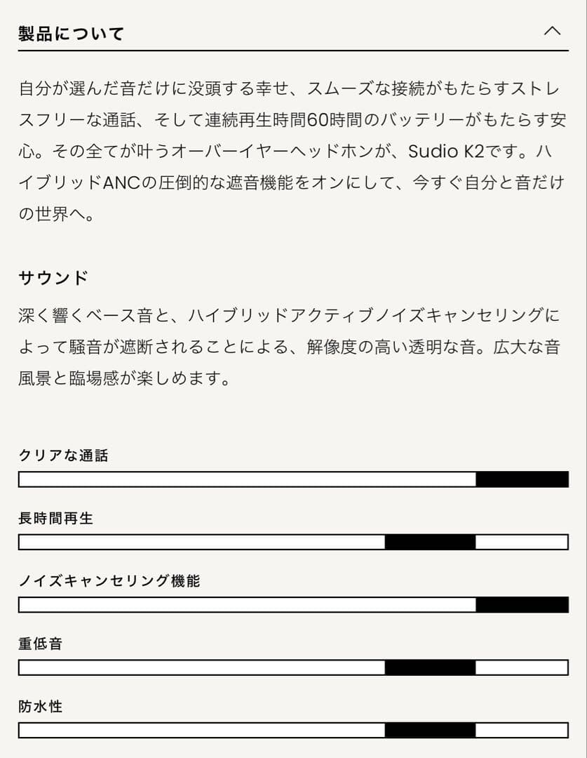 sudio K2 ワイヤレスヘッドホン ブラック