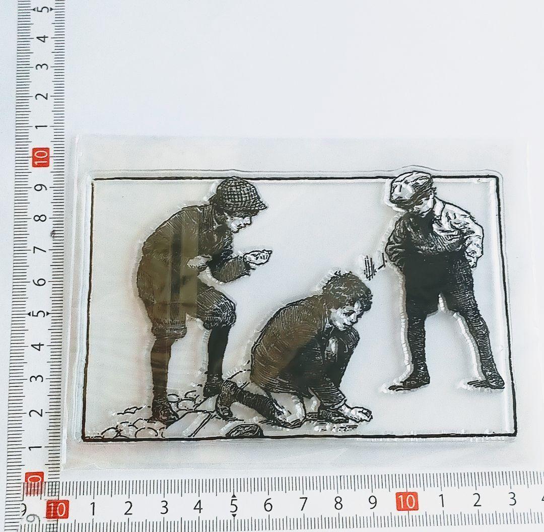 (403)✺SALE✺クリアスタンプ アンティーク 夢中で遊ぶ少年たち 小さめ