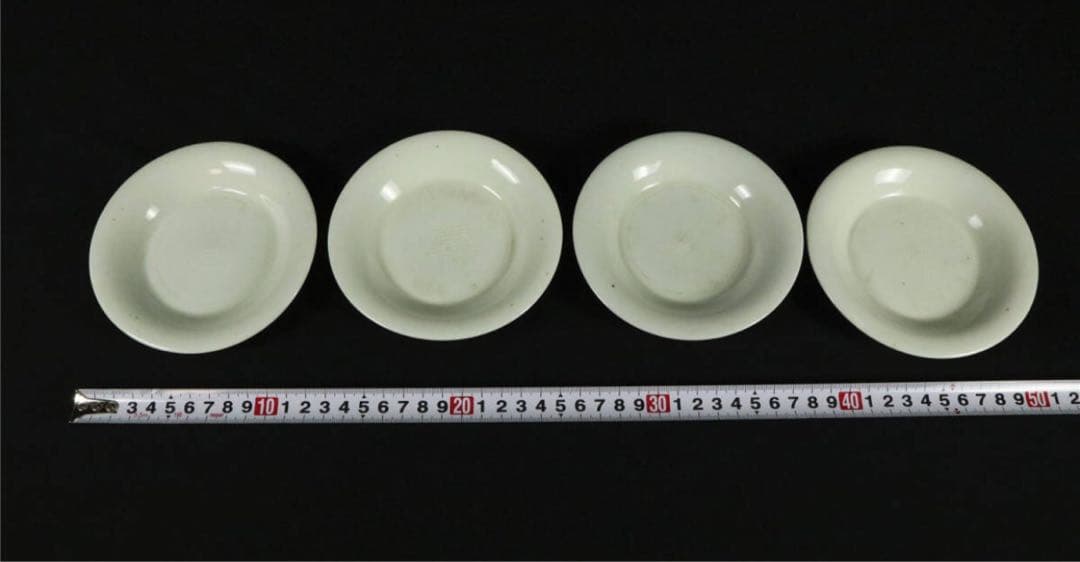 清代【白南京】中国古玩　江户時代　骨董 陶磁 白磁寿字紋　小皿　4客