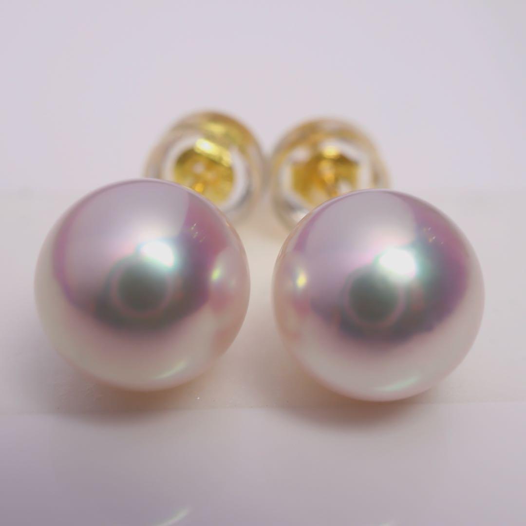 高グレード あこや真珠 ピアス アコヤパール ピアス ピンク系 オーロラ干渉02
