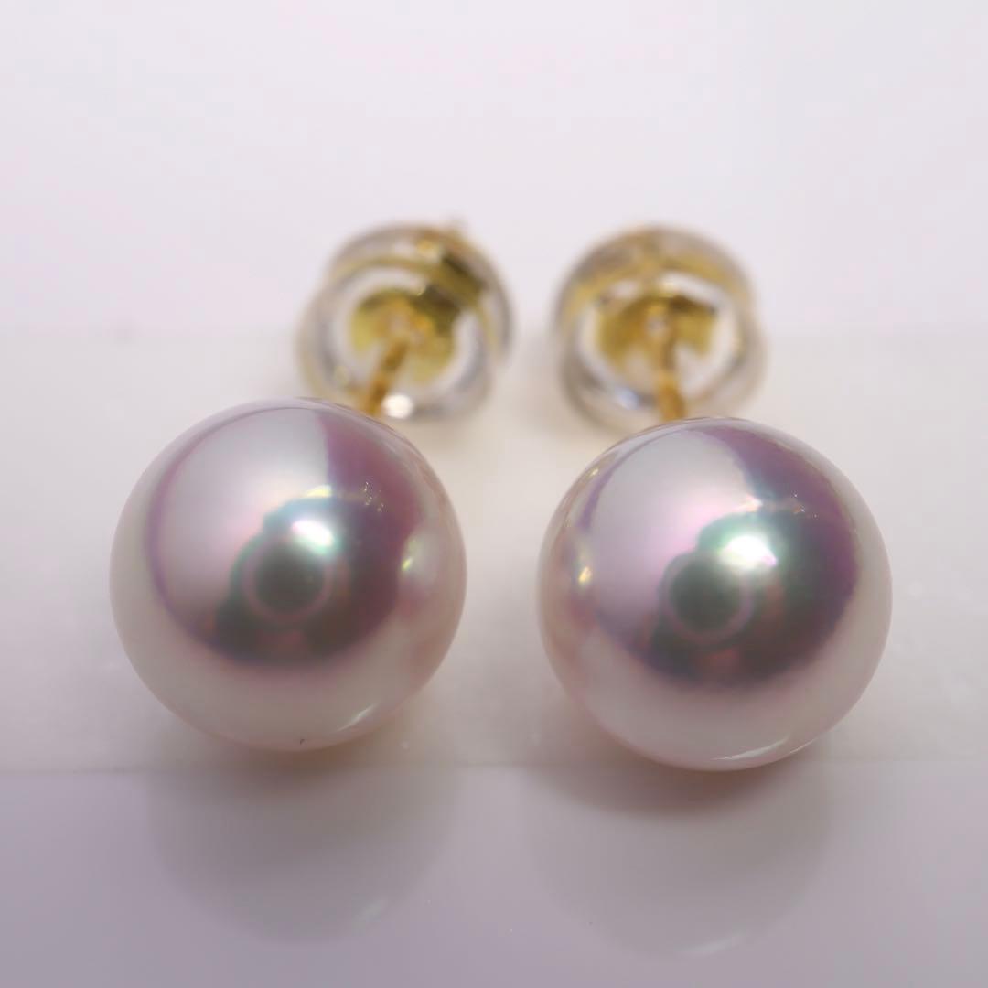 高グレード あこや真珠 ピアス アコヤパール ピアス ピンク系 オーロラ干渉02