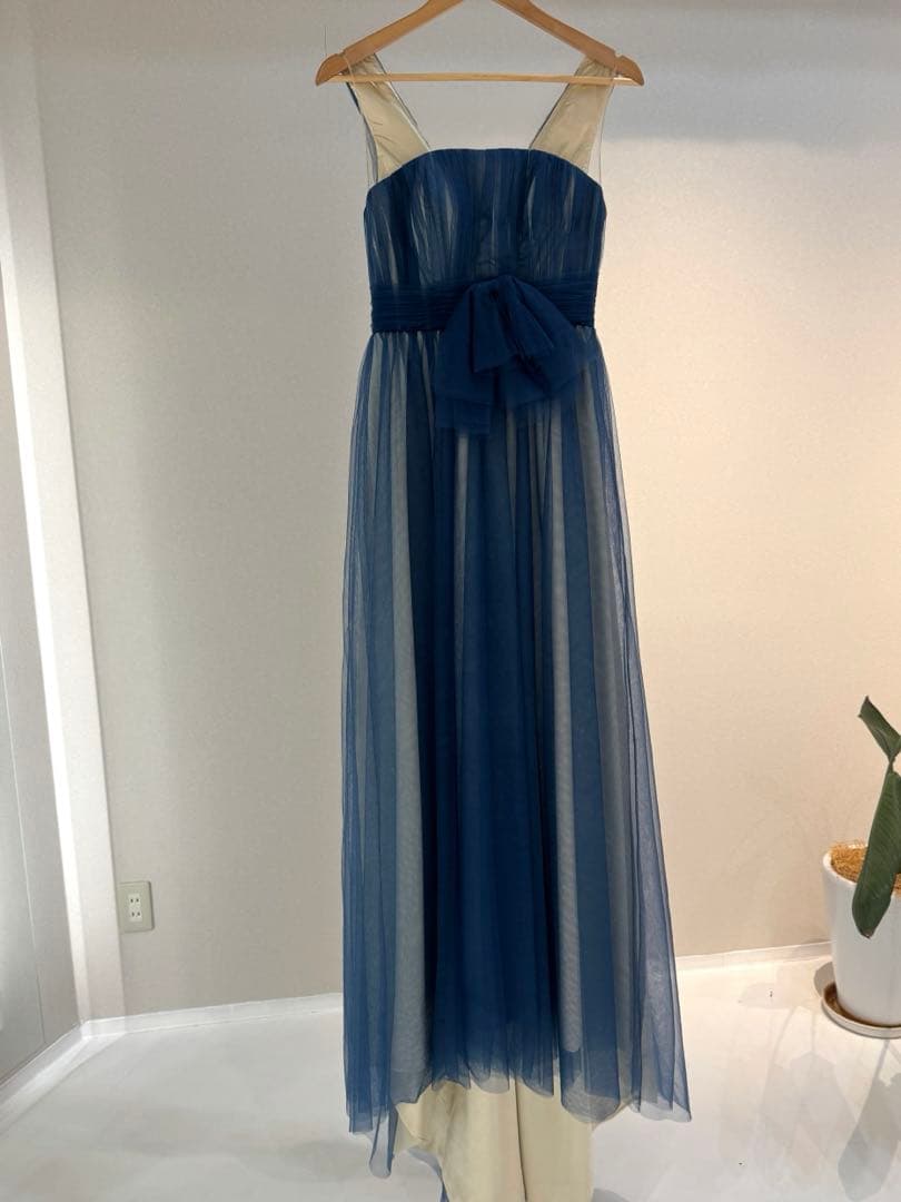 ネイビー　カラードレス　チュール