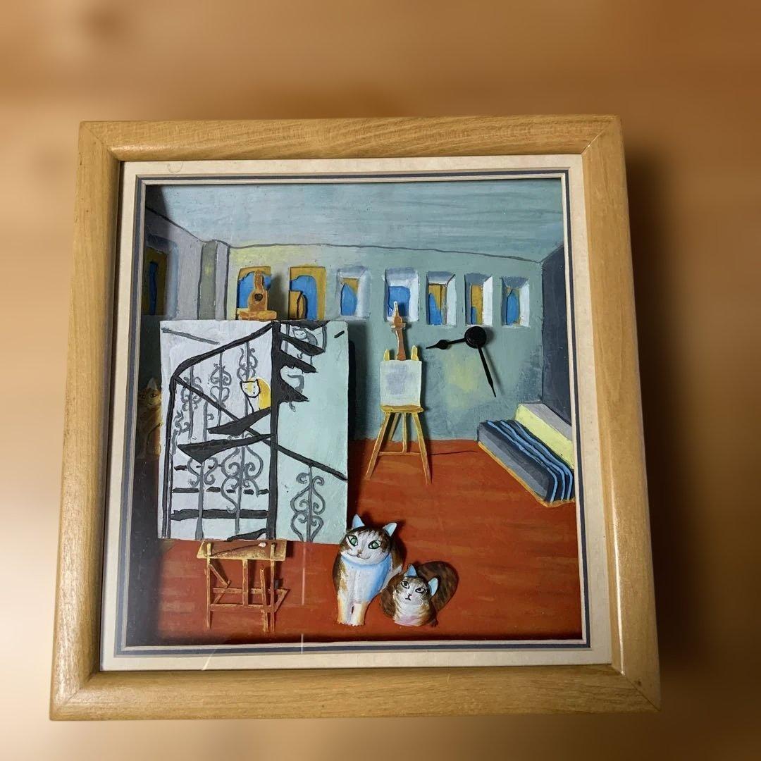 マンハッタナーズ　立体アート時計「猫の絵を描く仕事」