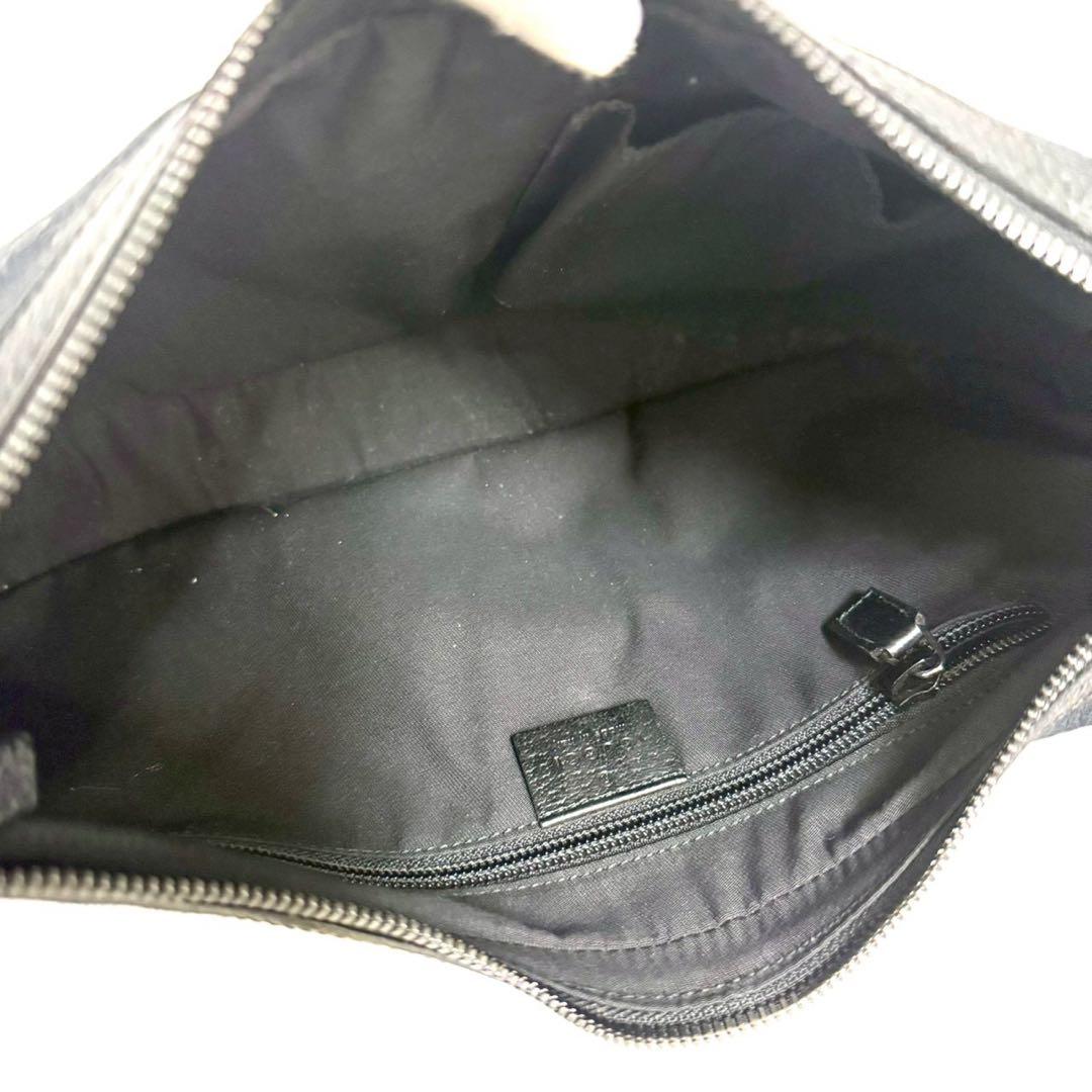 グッチ ショルダーバッグ GGキャンバス GG柄 ブラックレザー 黒色