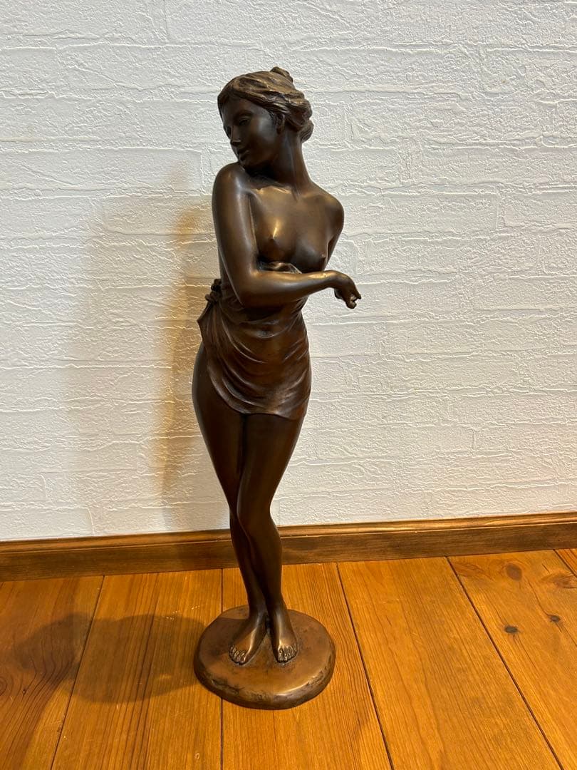 【はじらい】ブロンズ彫刻裸婦像　高岡銅器・竹中正晴作少女銅像/