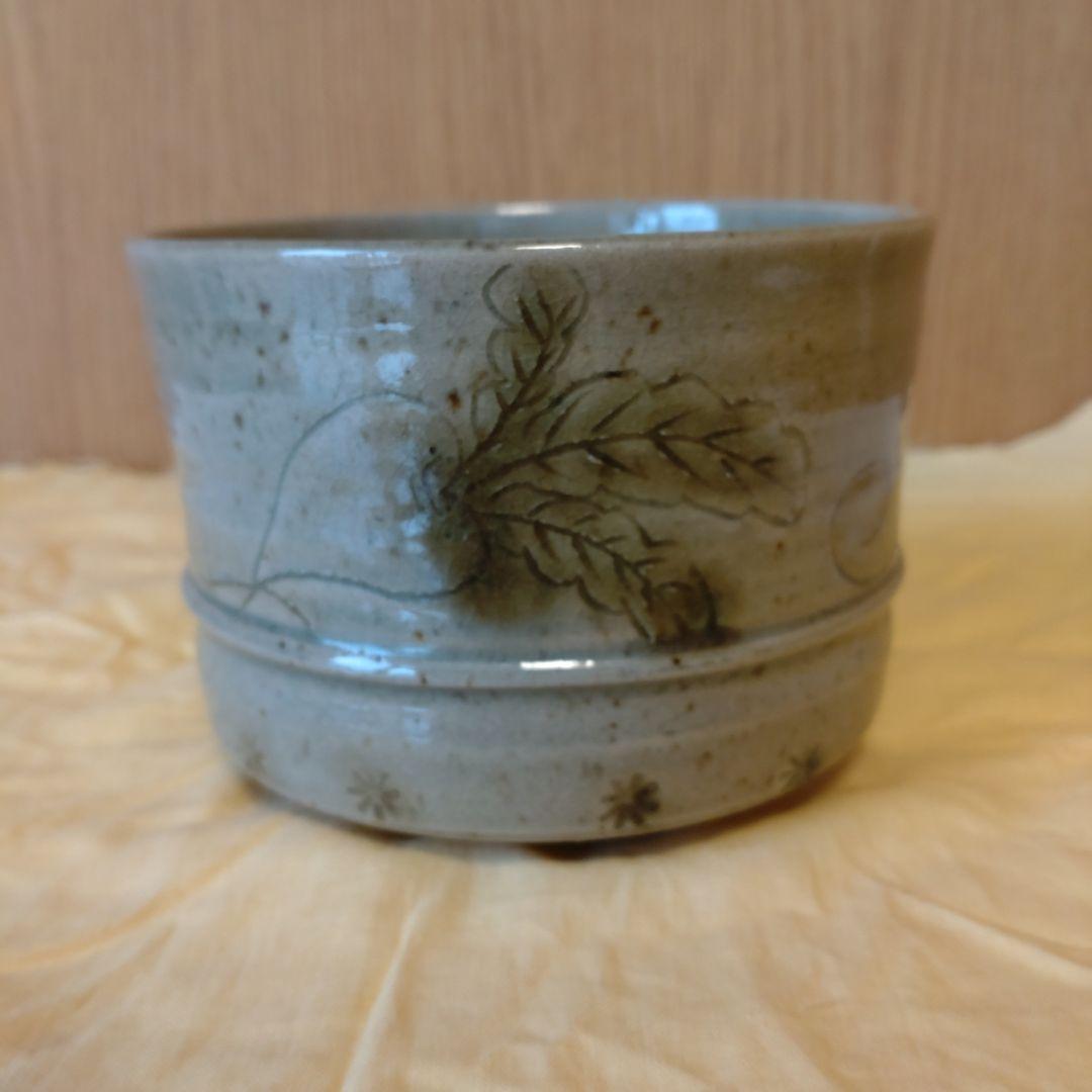 抹茶茶碗　黄瀬戸　胴紐　蕪線彫　加藤十右衛門造　共箱