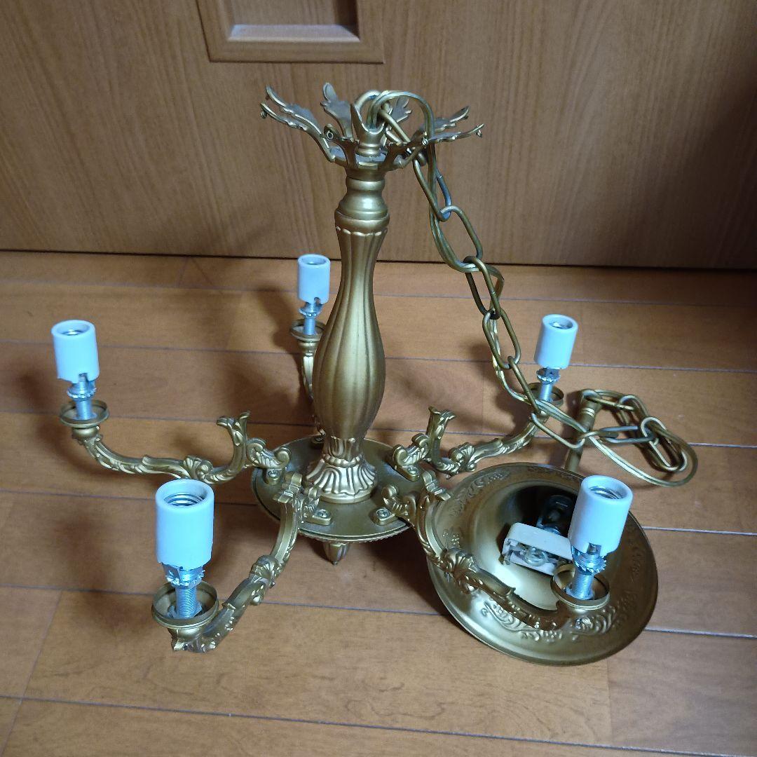 シャンデリア 5灯 ゴールド　LED電球付