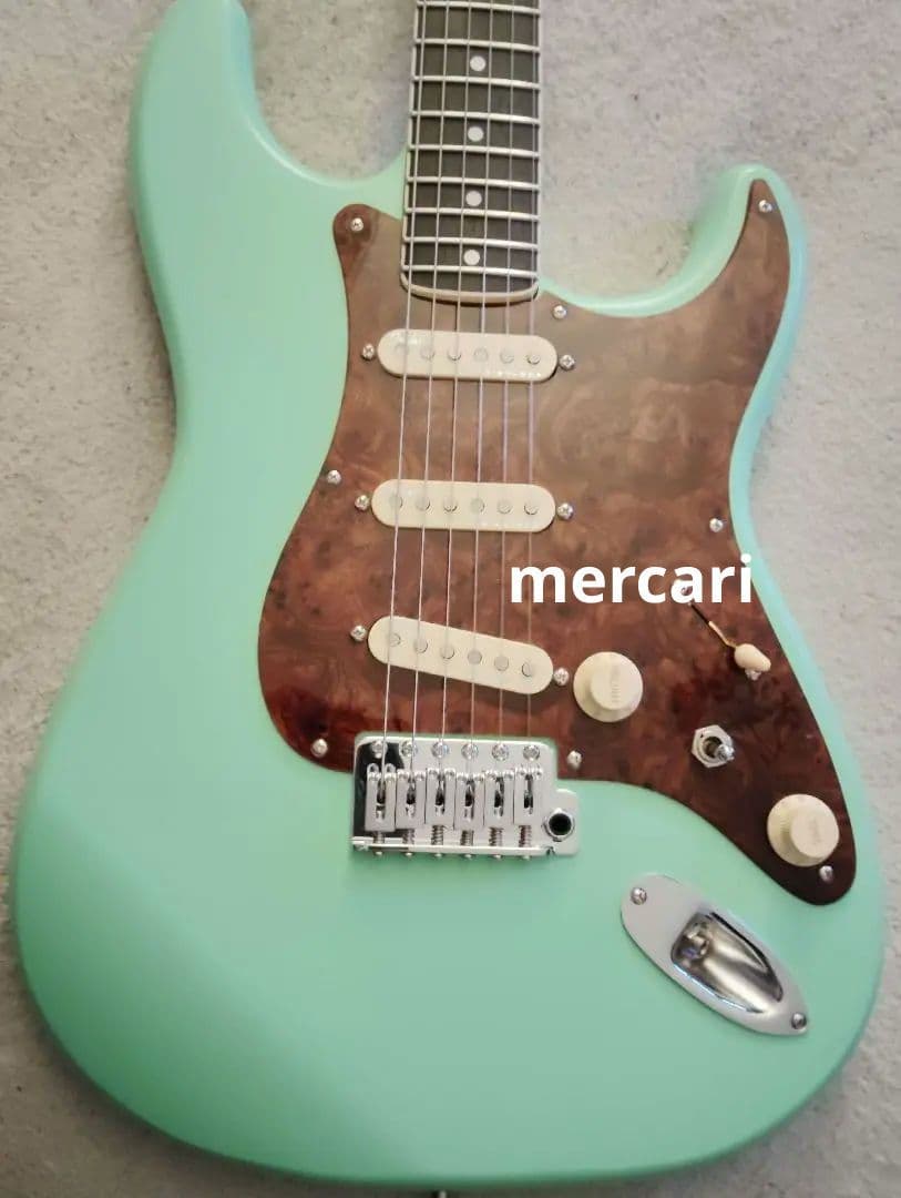 新品 個人製作 ストラトタイプ 木製PG サーフグリーン エレキギター