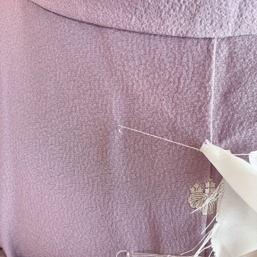 色無地　フルセット　着物　正絹　辻ヶ花の帯　しつけ糸つき　ロング丈　紫　J9