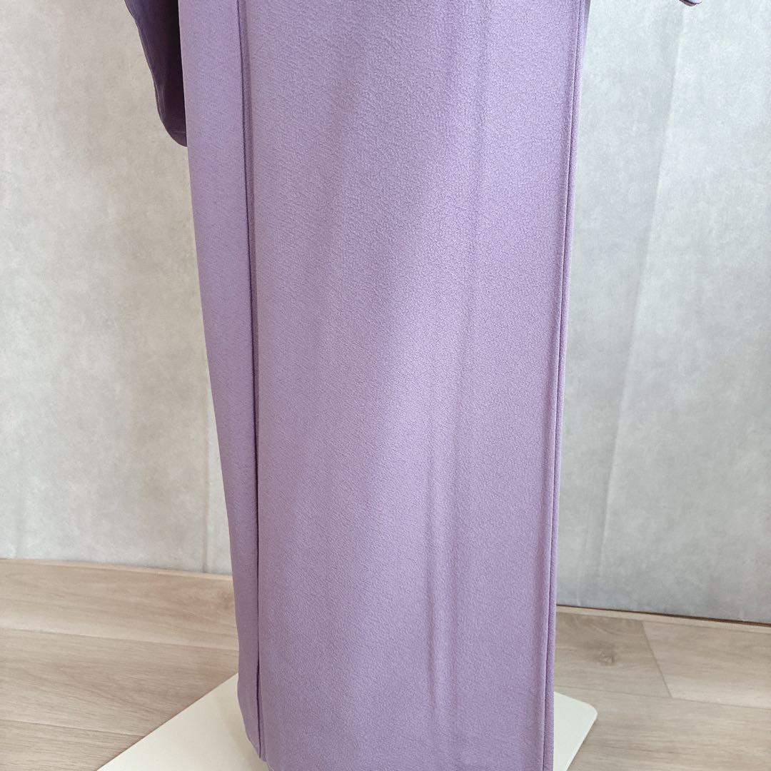 色無地　フルセット　着物　正絹　辻ヶ花の帯　しつけ糸つき　ロング丈　紫　J9